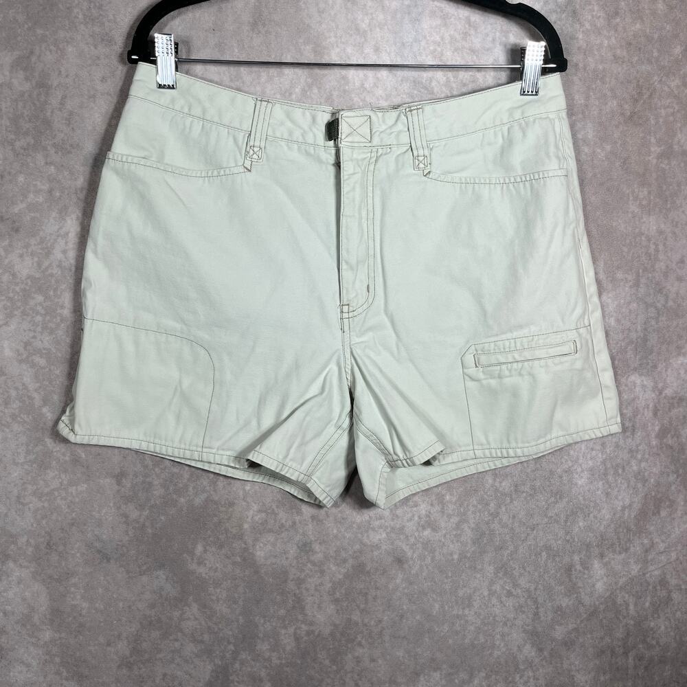 Vintage Faded Glory Cargo Shorts Women 14 Cream High Rise Outdoor 90s Y2K Retro